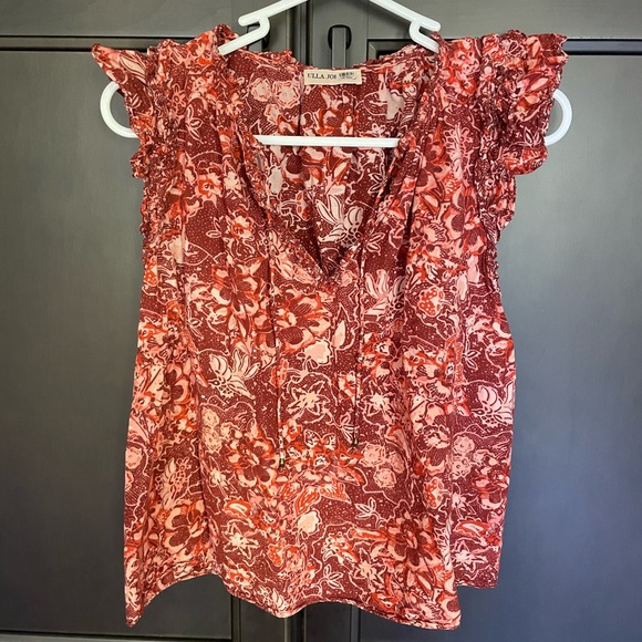 Ulla Johnson Floral Ruffle Sleeveless Blouse size small - Picture 1 of 2